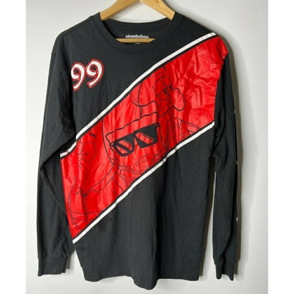 Nickelodeon Men Spongebob Squarepants Shirt Long Sleeve Size L (42/44) Black/Red